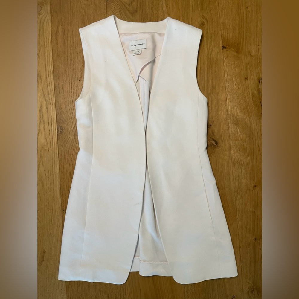 CLUB MONACO Blush Pink Collarless Blazer Vest